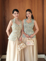 Load image into Gallery viewer, Kadaka S-0199 Jacquard Cheongsam Set with Satin Tulle Midi Skirt | Set Atasan dan Rok Wanita
