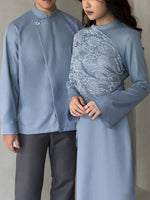 Load image into Gallery viewer, Kadaka D-0270 Maxi Dress with Draped Lace Scarf | Dress Panjang Wanita Scarf Brukat
