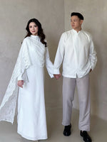 Load image into Gallery viewer, Kadaka D-0270 Maxi Dress with Draped Lace Scarf | Dress Panjang Wanita Scarf Brukat
