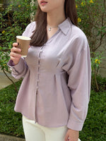Load image into Gallery viewer, Kadaka T-0566 Long Sleeve Shirt Adjustable Waist | Kemeja Wanita Lengan Panjang

