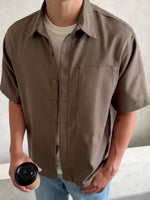 Load image into Gallery viewer, Kadaka Mocha Shirt | Short Sleeve Men Shirt | Atasan Kemeja Pria Lengan Pendek | Out For Coffee Collection MT-0233
