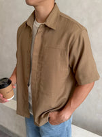 Load image into Gallery viewer, Kadaka Mocha Shirt | Short Sleeve Men Shirt | Atasan Kemeja Pria Lengan Pendek | Out For Coffee Collection MT-0233
