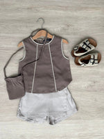 Muat gambar ke penampil Galeri, Kadaka KG-0114 Girls Sleeveless Top with Mini Sling Bag | Atasan Anak Perempuan
