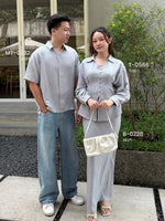 Load image into Gallery viewer, Kadaka Couple Outfit | Airflow Linen Top Blouse Skirt and Shirt | Cloud Nine Collection (2)

