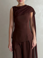 Load image into Gallery viewer, Kadaka T-0568 Sleeveless Top with Shoulder Shawl | Atasan Wanita detail Syal
