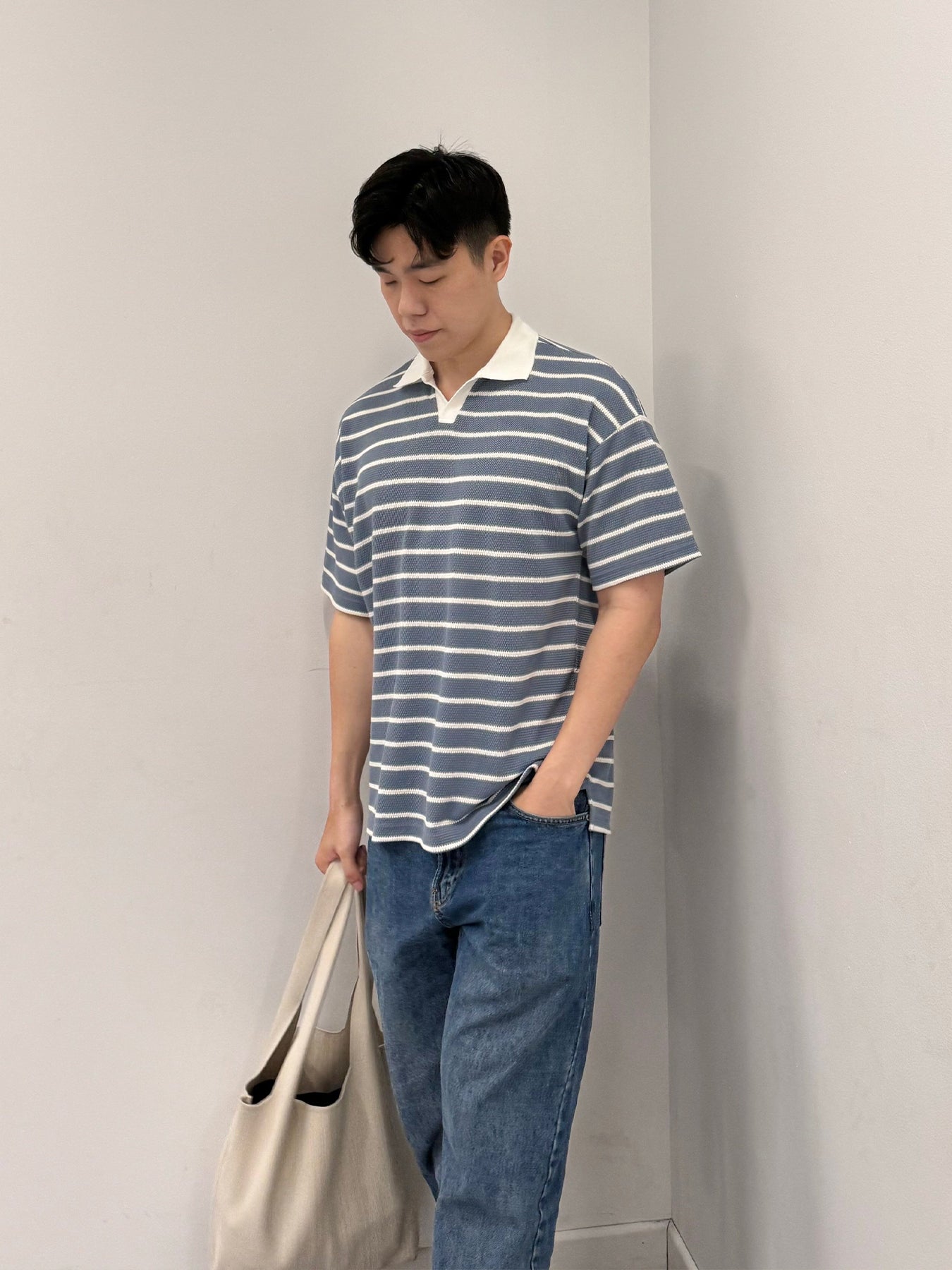 Kadaka MT-0212 Top Polo Knit Men | Atasan Polo Pria Knit Stripes | Love Line Collection 1.0